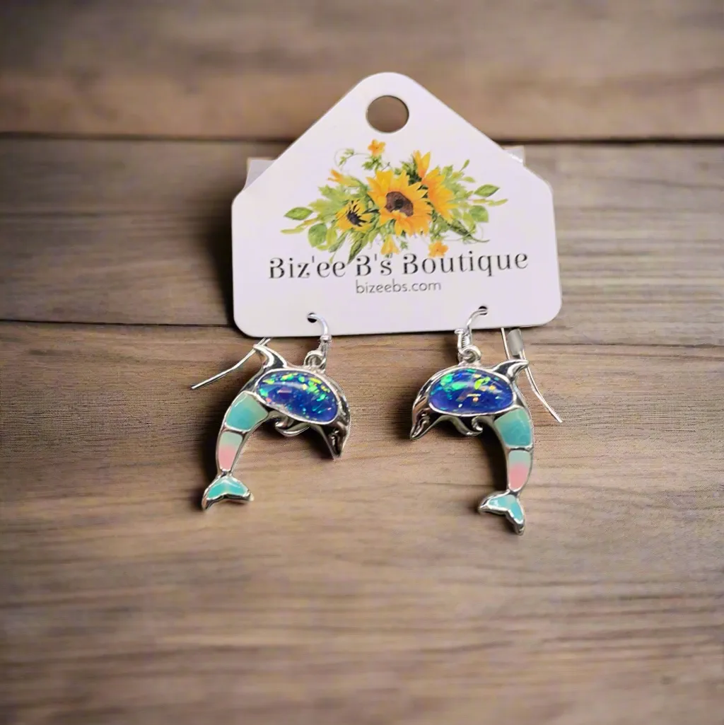 Dolphin Blue Sequins Earrings 4077280