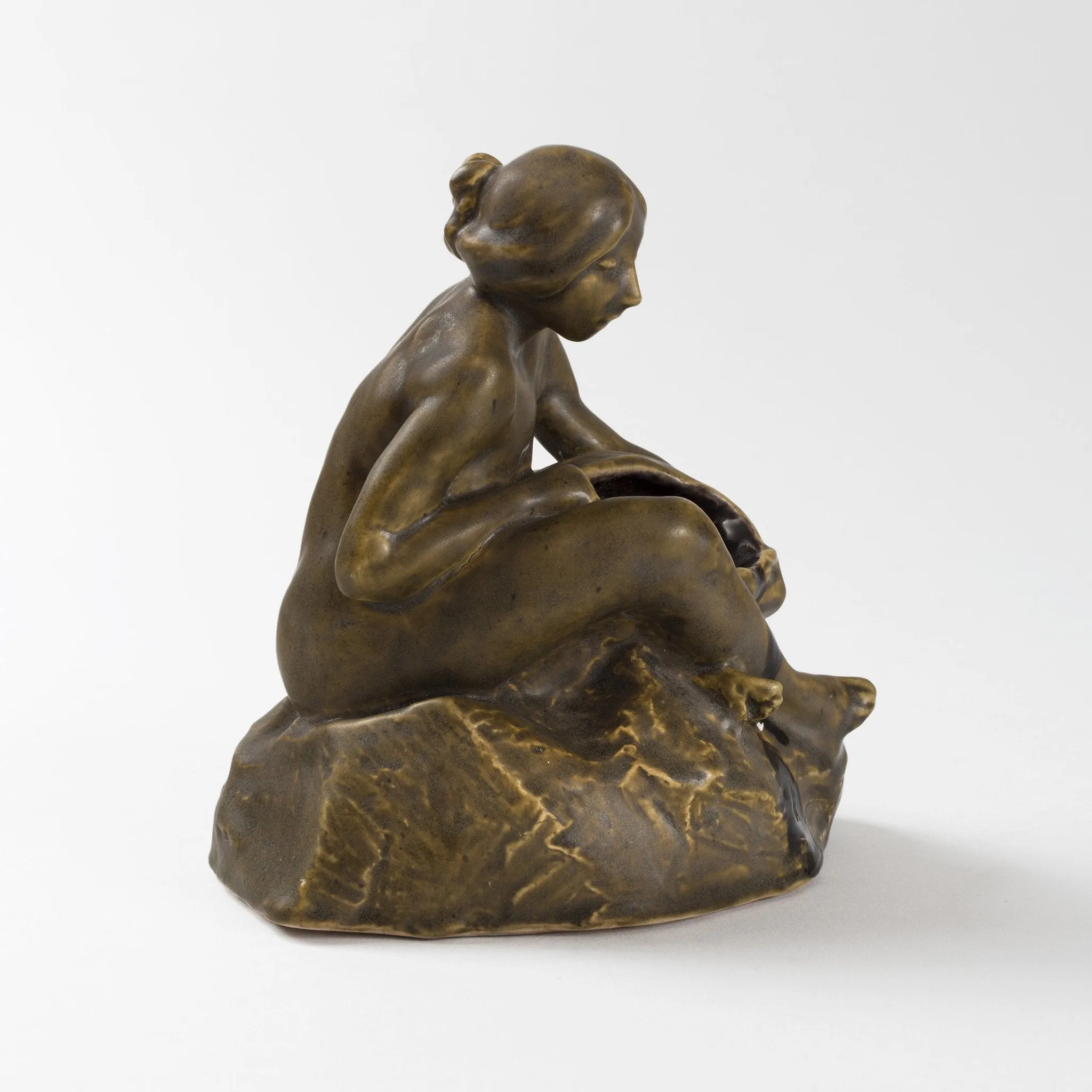 François-Rupert Carabin "Femme au Pieuvre" Glazed Ceramic Inkwell
