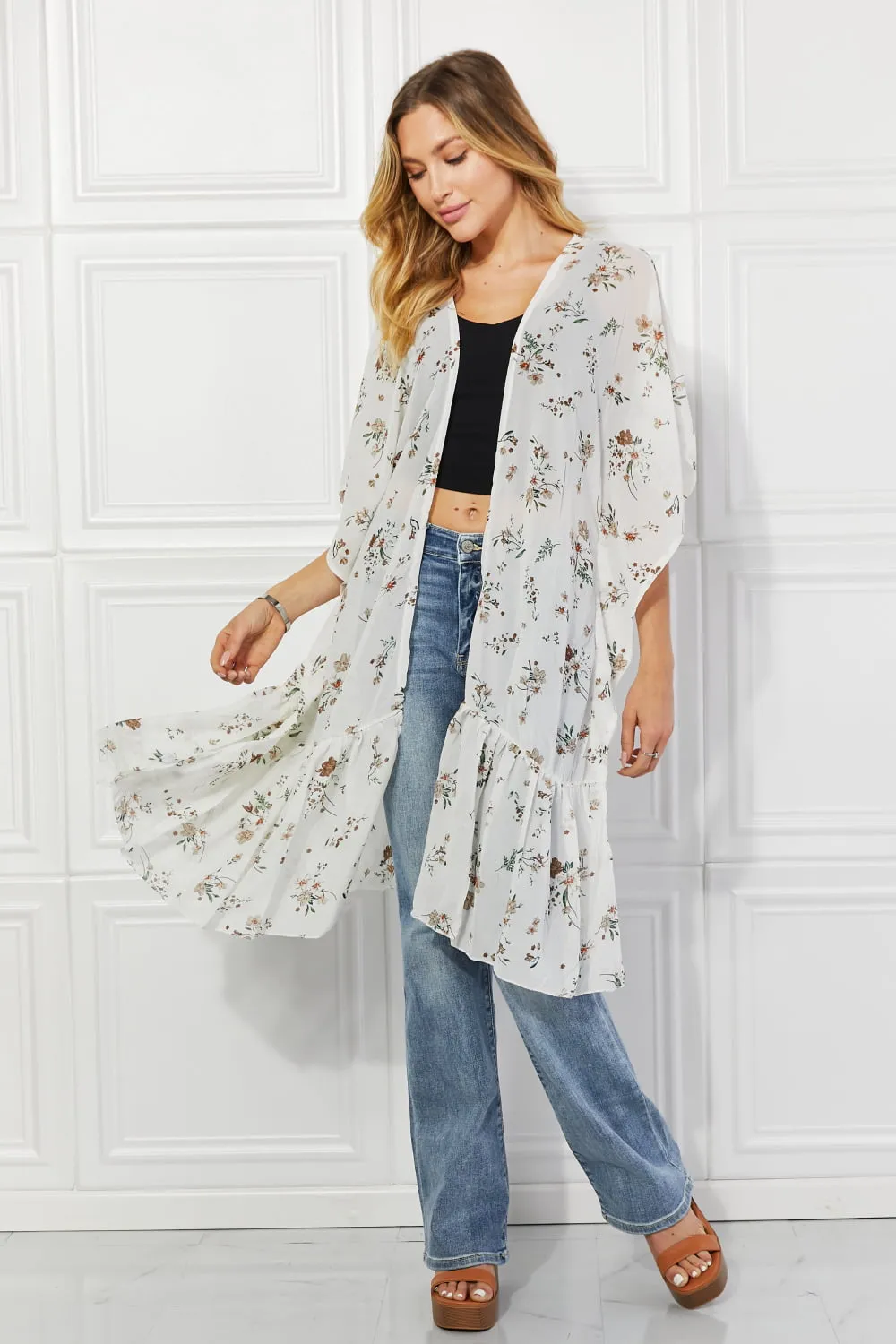 Justin Taylor Meadow of Daisies Floral Kimono - Ships from The USA