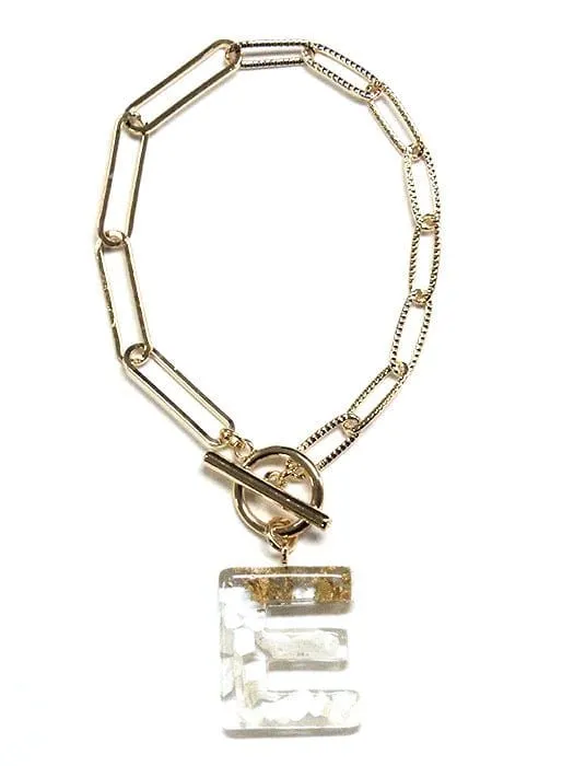 KB8171 Assorted 16 Piece White Acrylic Initial Toggle Bracelet Pack
