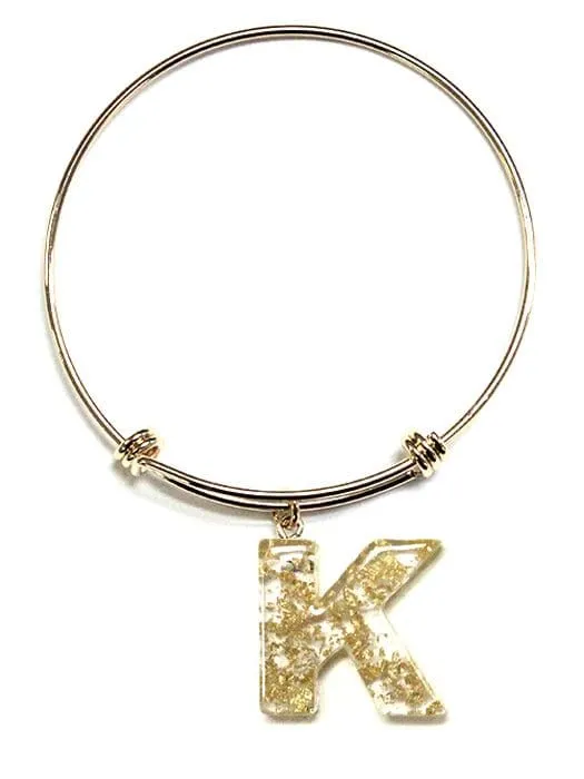 KB8196 Assorted 16 Piece Gold Acrylic Initial Bangle Pack