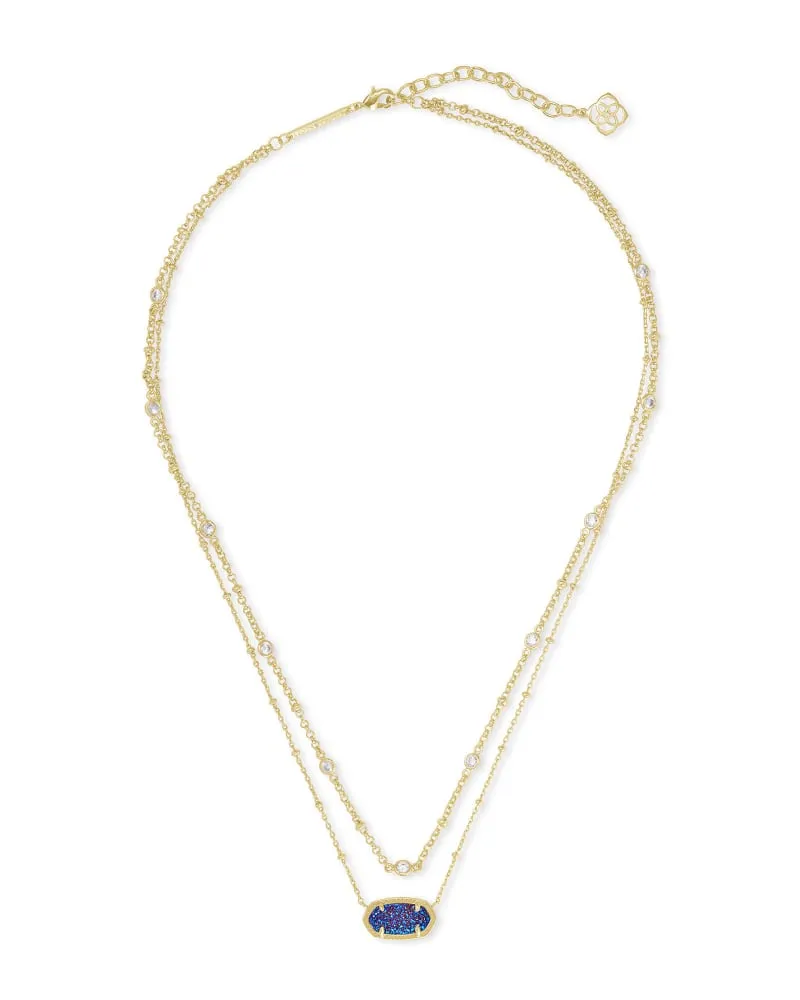 Kendra Scott Elisa Multi Strand Necklace - Gold Indigo Blue Drusy