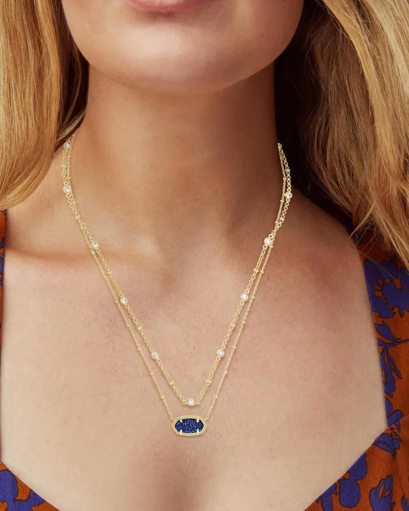 Kendra Scott Elisa Multi Strand Necklace - Gold Indigo Blue Drusy