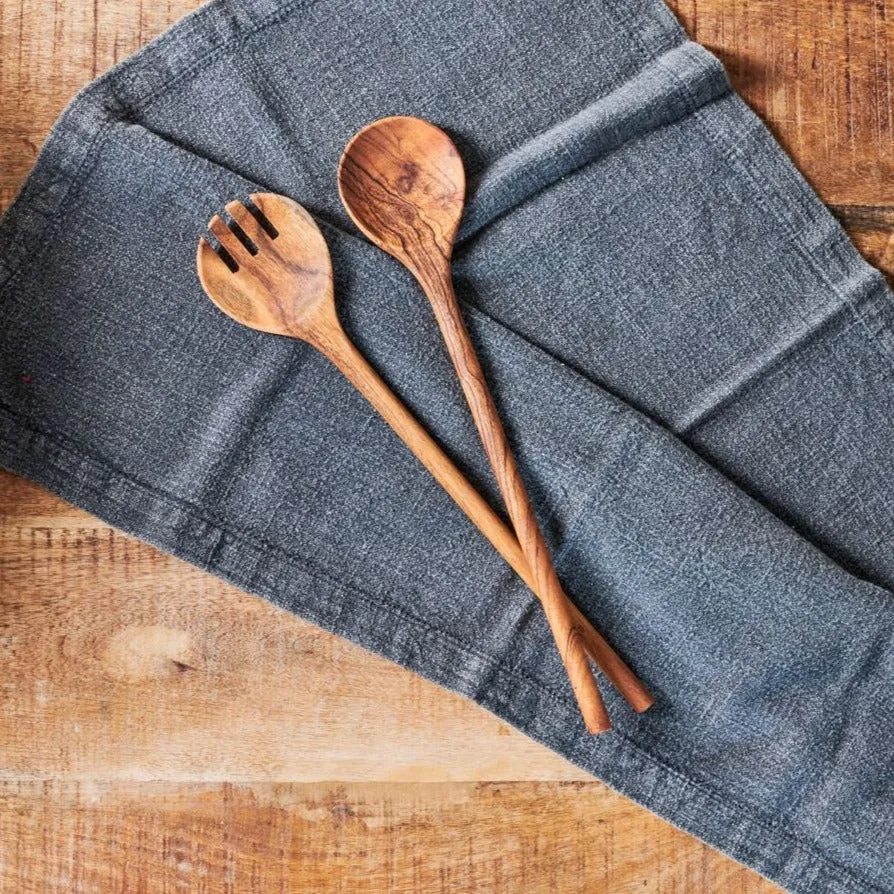 Long Handcrafted Acacia Wood Salad Servers