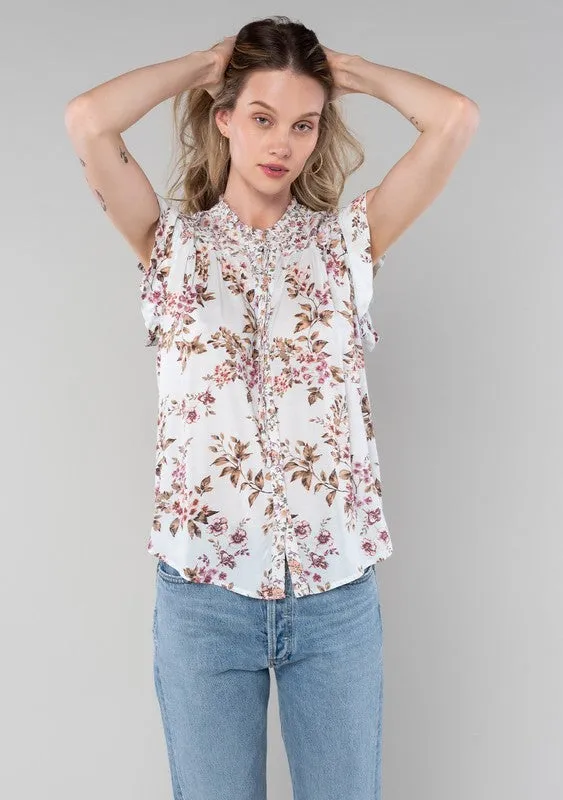 Mixed Challis Print Blouse