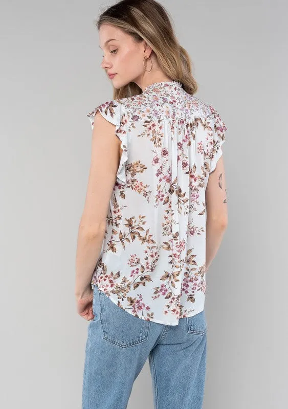 Mixed Challis Print Blouse