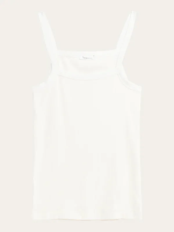 Rib Strap Top  (White) - Knowledge Cotton Apparel