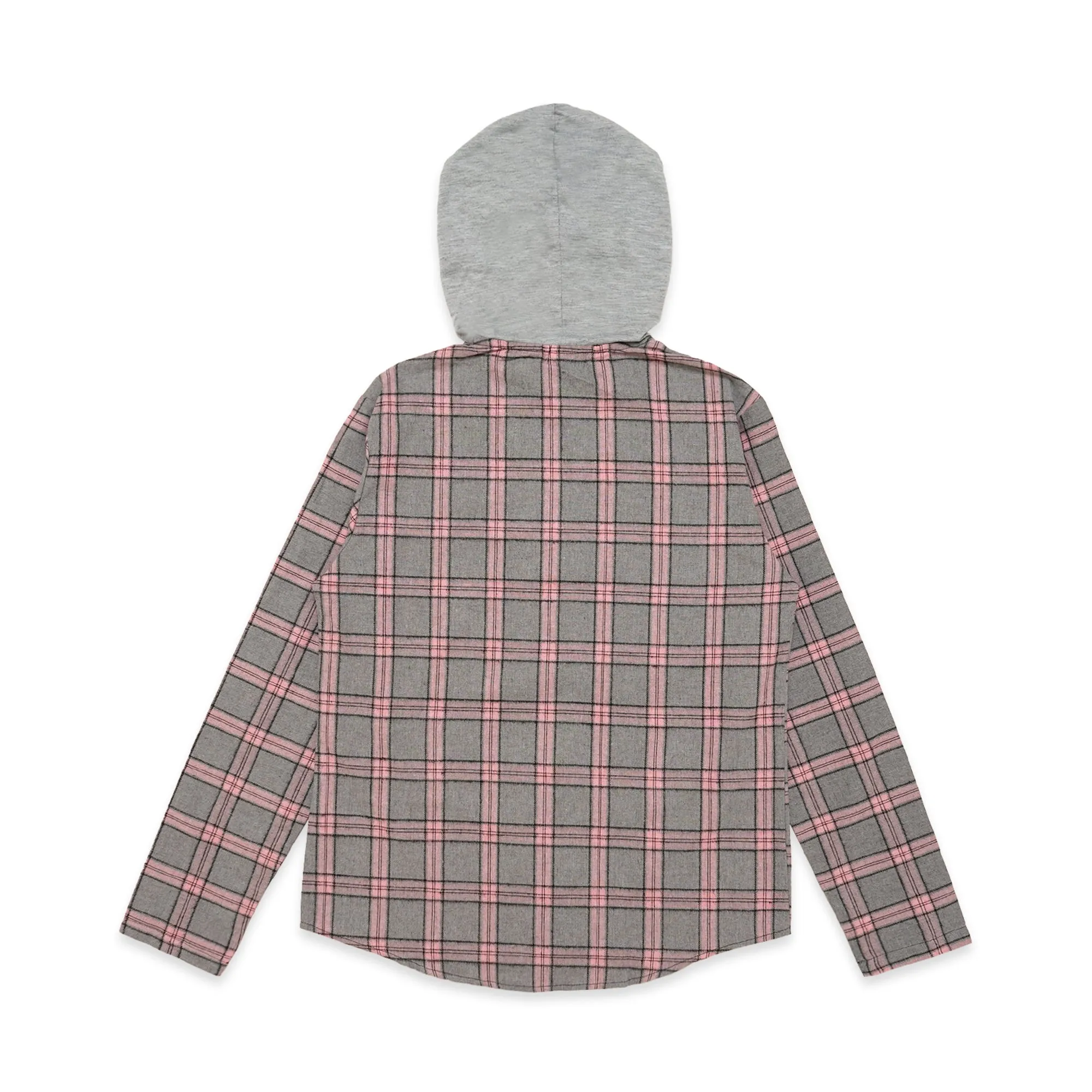 SHN Plaid Flannel Hooded Long Sleeve Shirt