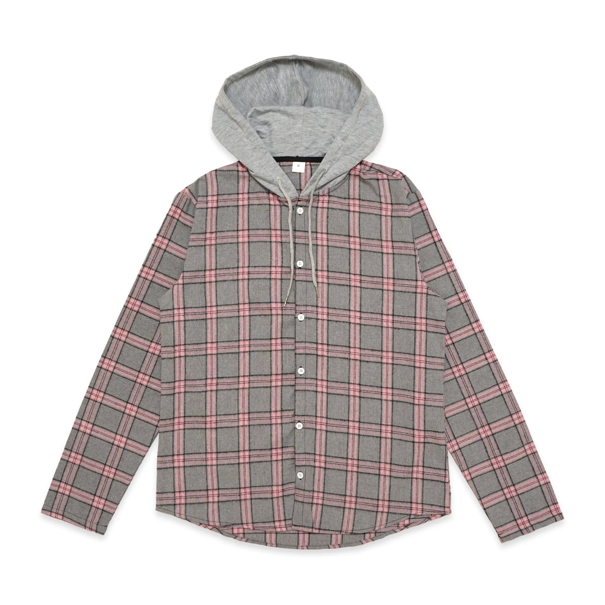 SHN Plaid Flannel Hooded Long Sleeve Shirt